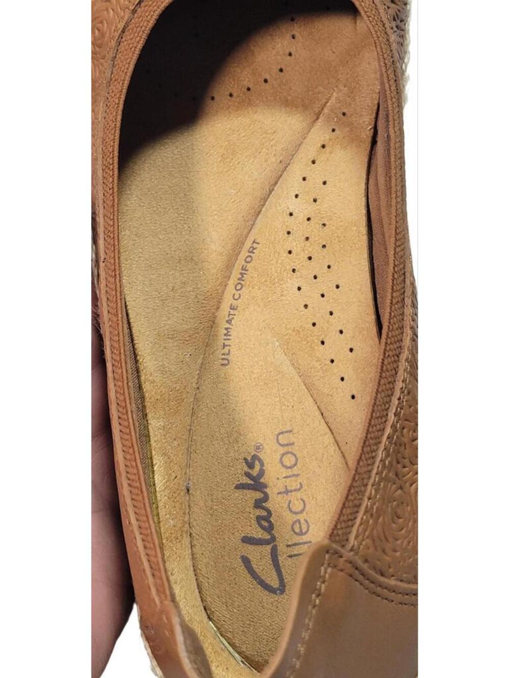 Clarks Originals Womens Elaina Rae Tan Camel Leather Ballet Flats Size 8.5 M - Picture 9 of 16